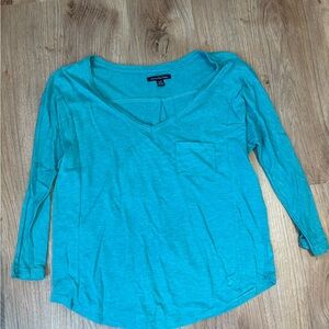 American Eagle Teal V-Neck Women's Top